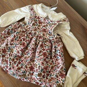 Floral Baby Dress with Long Sleeves & Socks